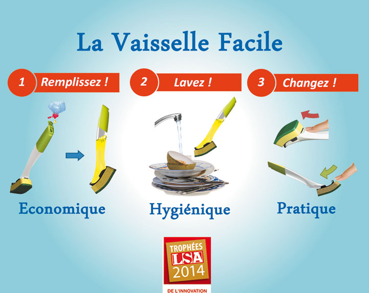 Dishmatic Brosse à vaisselle et recharge - Éponge à récurer très résistante